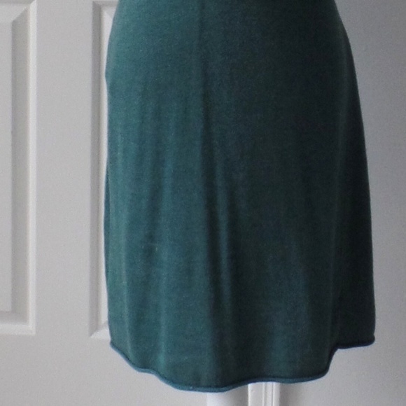 Y2K Vintage Woman's V-neck Knit Dress Elegant Bohemian Mini Emerald Green Large - Picture 9 of 9